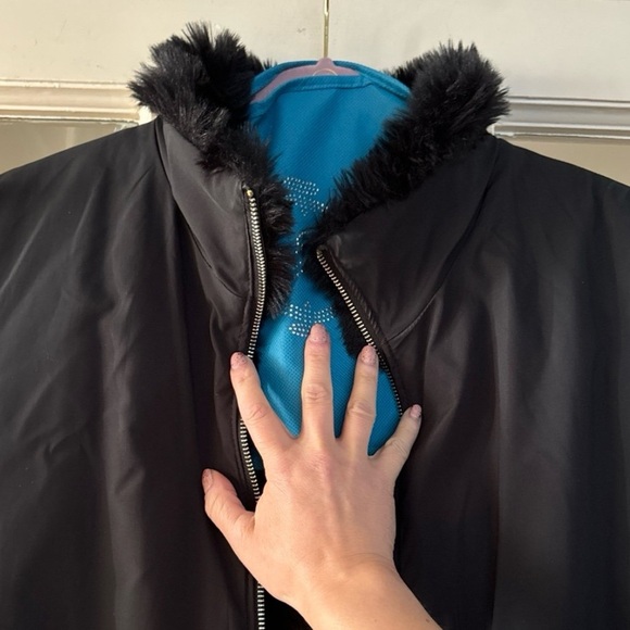 Donna Salyers water- resistant black mink reversible faux fur warm vest - Picture 10 of 11